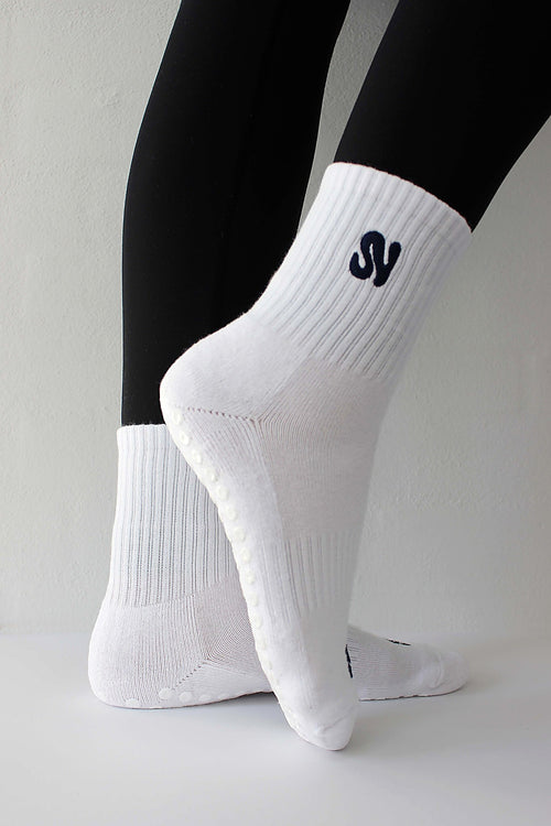 Grip Sock - Classic White / Navy